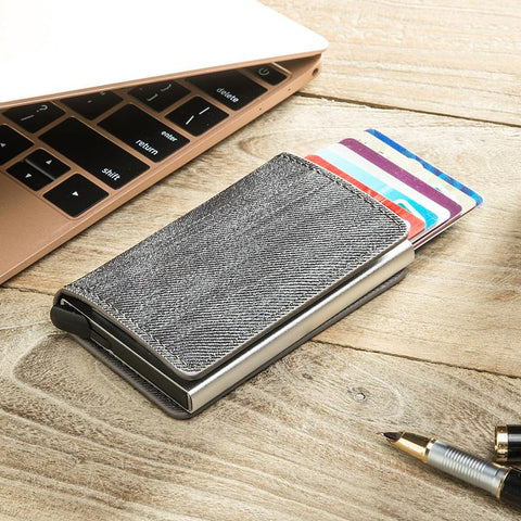 Credit Card Holder Men Wallet Coin Leather Wallet RFID Aluminium Box-BS00076-Veeddydropshipping