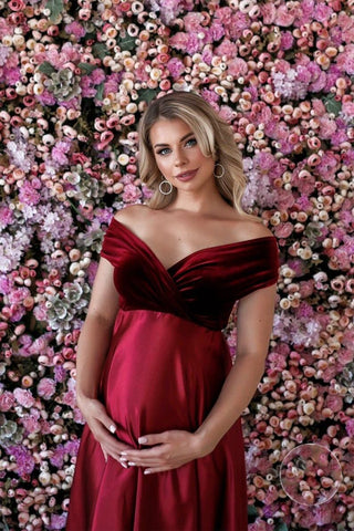 Silk Sexy Maternity Photo Shoot Dresses Long Baby Showers Party Evening-TB00616-Veeddydropshipping