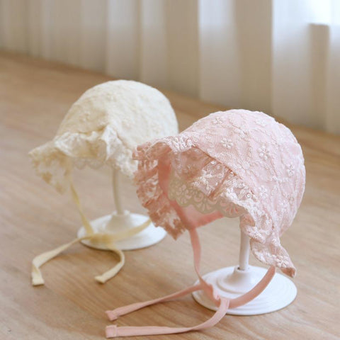 Lace Embroidery Baby Girl Bonnet Hat Summer Breathable Mesh Kids-Veeddydropshipping-2