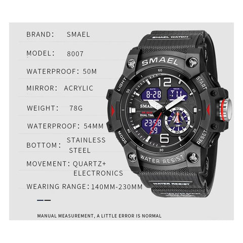 Dual Time Men Watches 50m Waterproof Military Watches-JW00790-Veeddydropshipping