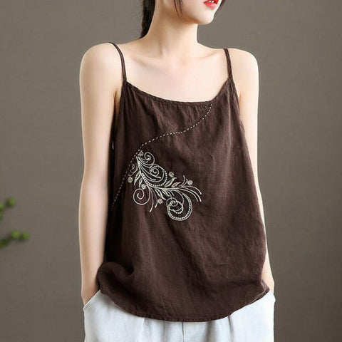 Women Fashion Camisole Linen Spaghetti Strap Tank Tops-Veeddydropshipping