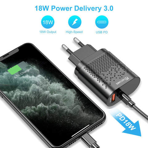 US Standard Charging Plug 3.0 Fast Charge PD Charger 18W for Apple Android -CE00157-Veeddydropshipping