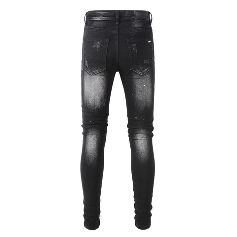 Fashion Style Slim Fit Painted Cut The Knee-MF00664-Veeddydropshipping