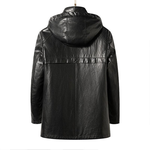 Grade Men&#39;s Hooded Natural Leather Down Jacket Medium-MF01262-Veeddydropshipping