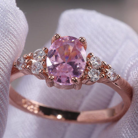 Romantic Pink  Cubic Zircon Stone Princess Rings -JW00017-Veeddydropshipping