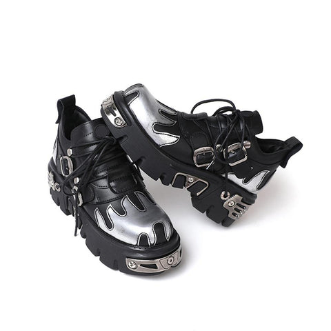 Carved Vintage Rock Shoes 2022 New Dark  Leather Shoes-BS00998-Veeddydropshipping