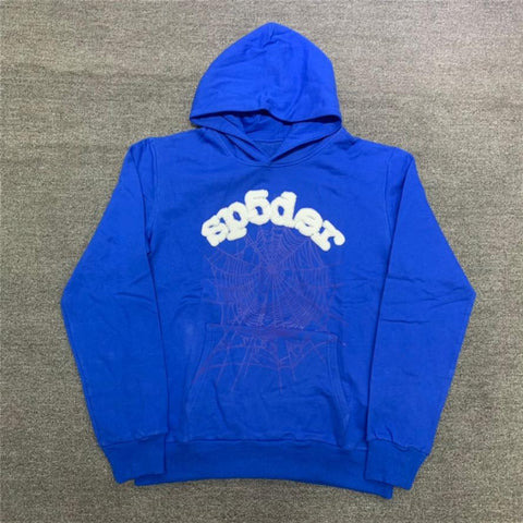  Men Women Foam Printing Spider Web Hooded Young Thug Pullover-Veeddydropshipping