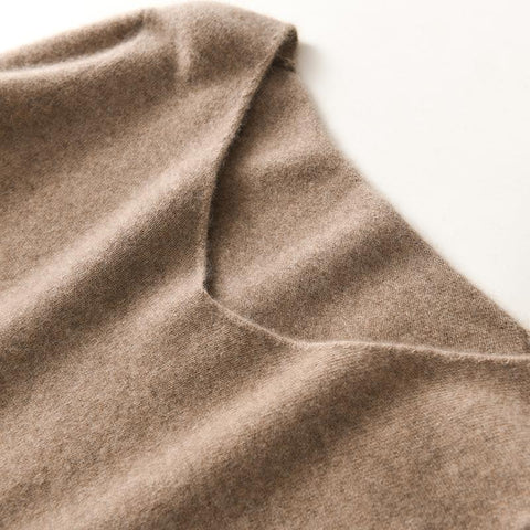 Wool Cashmere Sweater Women V-neck Pullover-WF00064-Veeddydropshipping