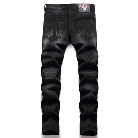 Black Jeans Trousers Hip Hop Gothic Denim Pants Streetwear-MF00441-Veeddydropshipping