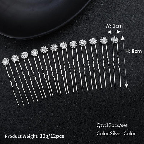 Bridal Wedding Hair Accessories Rhinestone Hair Pins Forks  -JW00459-Veeddydropshipping