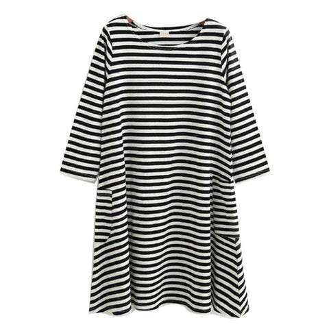 Teenager Girl&#39;s Summer Striped Milk Silk Fiber 2/3 Sleeve Loose Causal-TB00900-Veeddydropshipping