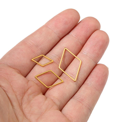 Stainless Steel Pendant Base Rhombus Hollow for Diy Earrings-JW01573-Veeddydropshipping