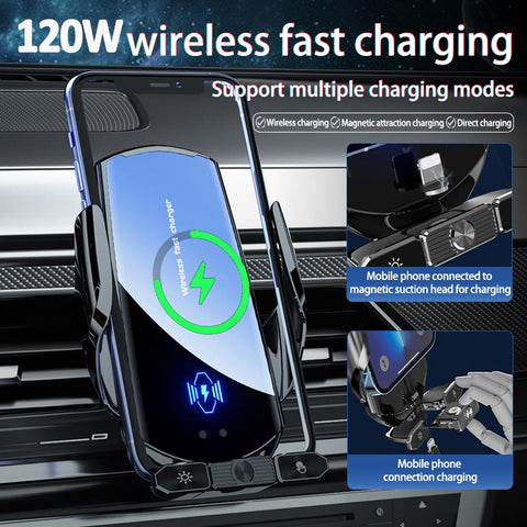 120W Car Wireless Charger Magnetic Air Vent Phone Holder Car Fast Charging Induction-PA00017-Veeddydropshipping