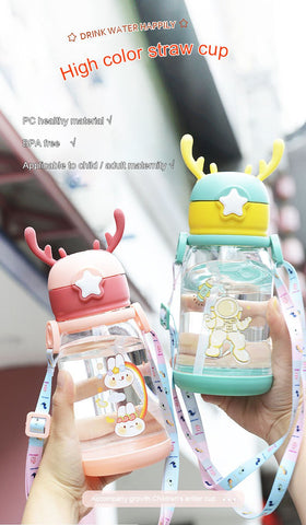 Water Sippy Cup Antler Creative Cartoon Feeding Cups-HA01269-Veeddydropshipping