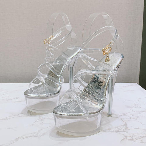 Station Catwalk Ladies Sexy PVC Transparent Shoes 14cm Thin High-BS00847-Veeddydropshipping