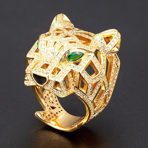 jewelry Silver plated color leopard animal finger rings -JW00394-Veeddydropshipping