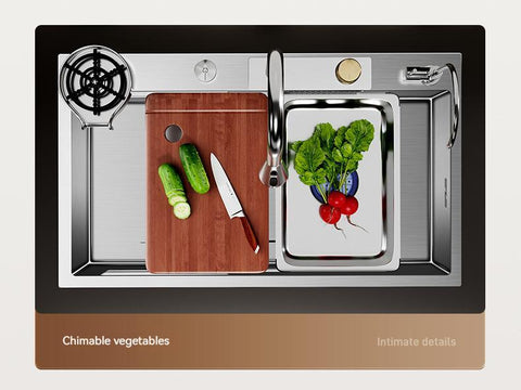 Nanometer Waterfall Kitchen Sink-TI00624-Veeddydropshipping