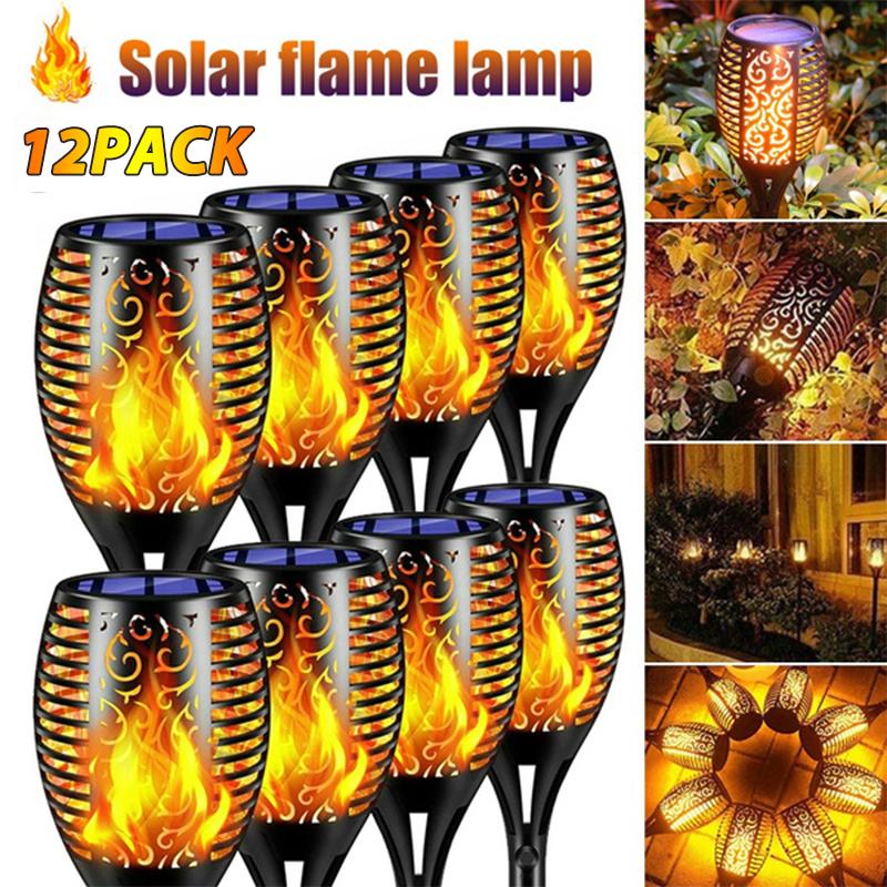 1/2/4/6/8/10/12Pcs Solar Flame Torch Light Flickering Light Waterproof Garden-TI00842-Veeddydropshipping