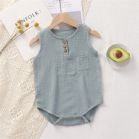Summer Baby Boy Girl Rompers Muslin Cotton Sleeveless-Veeddydropshipping-2