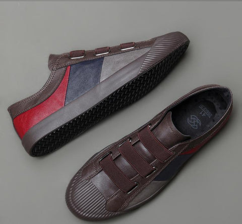 Men Vulcanized Shoes Color Mixed Design Loafers Elastic-BS01432-Veeddydropshipping
