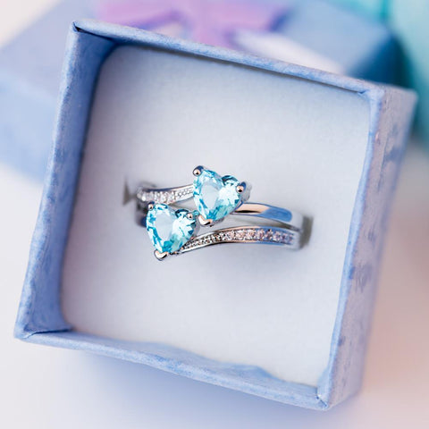 Stylish Female Rings Silver-plated Double Heart-Shaped -JW00031-Veeddydropshipping