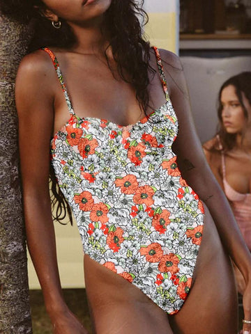 Swimsuit Women One Piece Swimwear 2023 New Push Up Print Bodysuit Monokini -OS00126-Veeddydropshipping