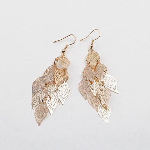 Fashion Drop Earrings Leaf Colorful Feather Pendant Tassel For Women -JW01460-Veeddydropshipping