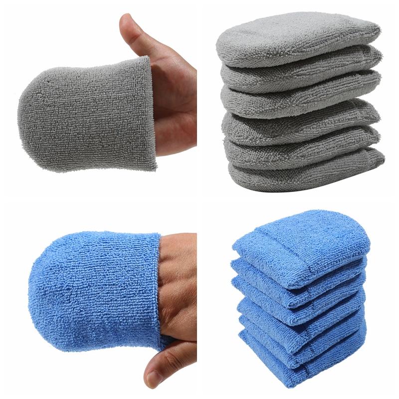2pcs/6pcs Soft Microfiber Car Wax Applicator Mitts Polishing Sponge-AM00473-Veeddydropshipping