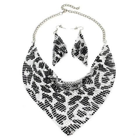 Metal Slice Bib Choker  Wedding Fashion Jewelry Sets -JW00348-Veeddydropshipping