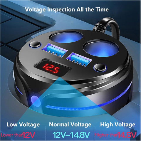 120W Car Charger for Cigarette Lighter 2-Sockets-PA01135-Veeddydropshipping