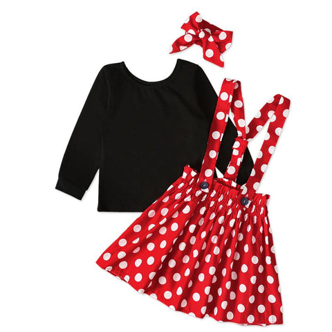 Summer Short Sleeve Dot Dance Suspender Skirt Baby Girls Cartoon-TB00846-Veeddydropshipping