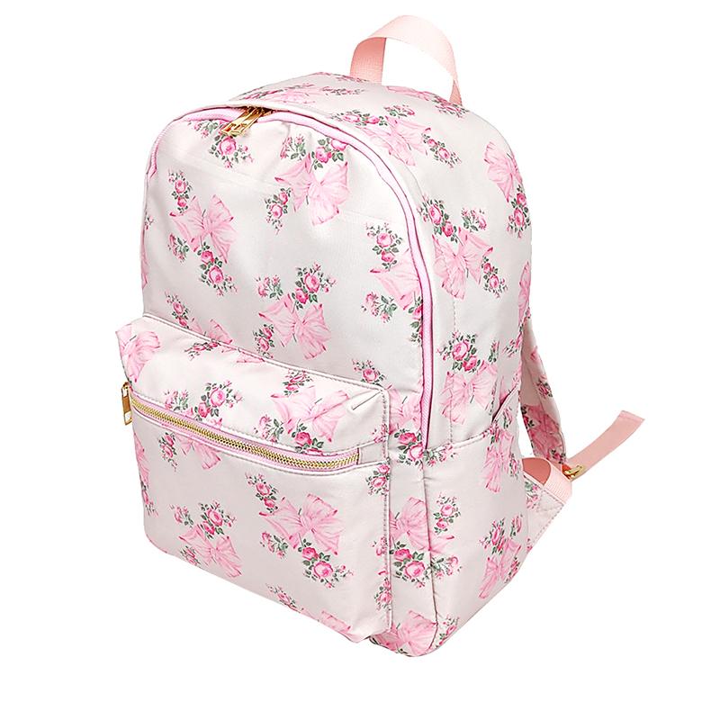 backpack Large Capacity Pink Printed Bow Female Travel Bag-BS00333-Veeddydropshipping