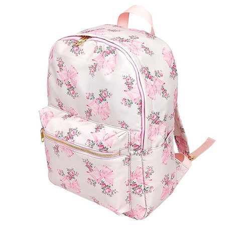 backpack Large Capacity Pink Printed Bow Female Travel Bag-BS00333-Veeddydropshipping
