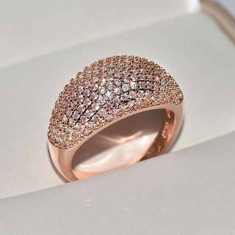 Real 18k Gold Rings for Women Luxury Full Diamond Fine Jewelry -JW00043-Veeddydropshipping