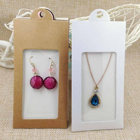 30PCS color cardboard jewelry  display window hanger box -JW01678-Veeddydropshipping