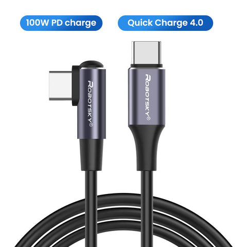 USB C to USB Type C  PD 100W ELbow Cable For Samsung S20 Xiaomi mi 11 MacBook iPad Quick-PA01024-Veeddydropshipping