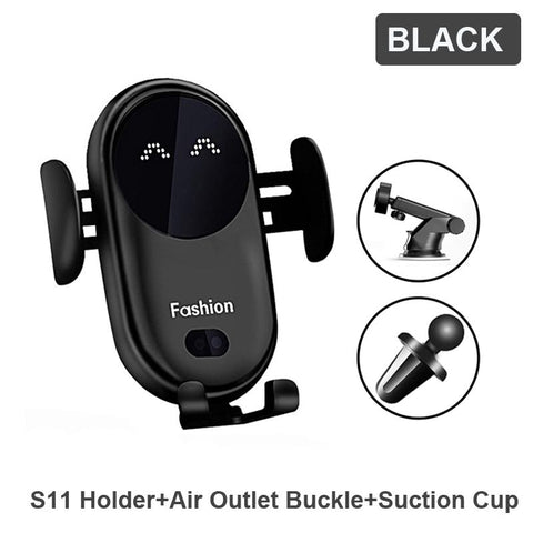 10W S11 Qi Automatic Clamping Fast Wireless Charger Car Phone Holder Smart Infrared Sensor-PA00516-Veeddydropshipping