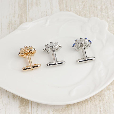 Crown Cufflinks Men Women Classic Crystal Rhinestone Cufflinks Shirts -JW01297-Veeddydropshipping