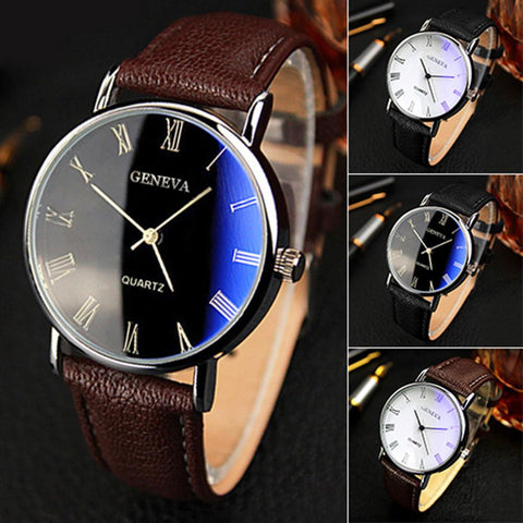 Men Watch Roman Faux Leather Band Quartz-JW00725-Veeddydropshipping