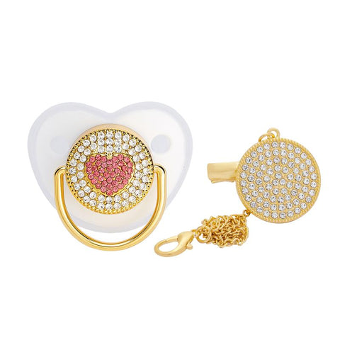 Heart Pacifier Clips Chain Lid Baby Shower Gift Silicone Newborn Dummy-TB00712-Veeddydropshipping