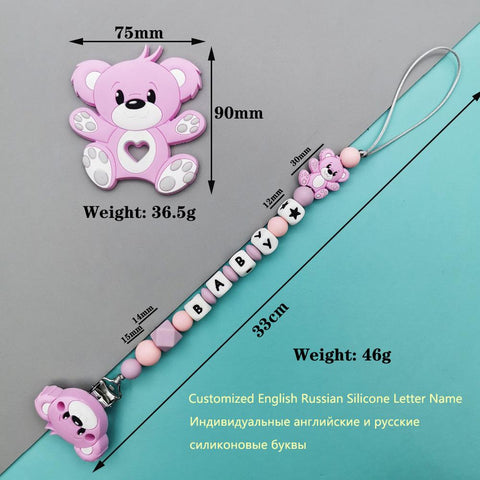 Custom English Russian Silicone Letter Name Baby Bear Silicone Beads-TB00813-Veeddydropshipping