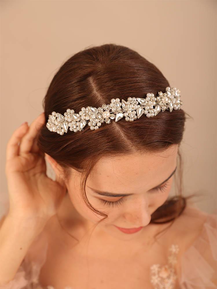Trendy Preal Bridal Crown Diamonds Handmade Wedding Hair  -JW00554-Veeddydropshipping