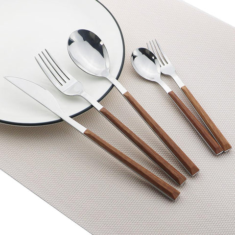 Imitation Wood Handle Cutlery Tableware Set-HA01309-Veeddydropshipping