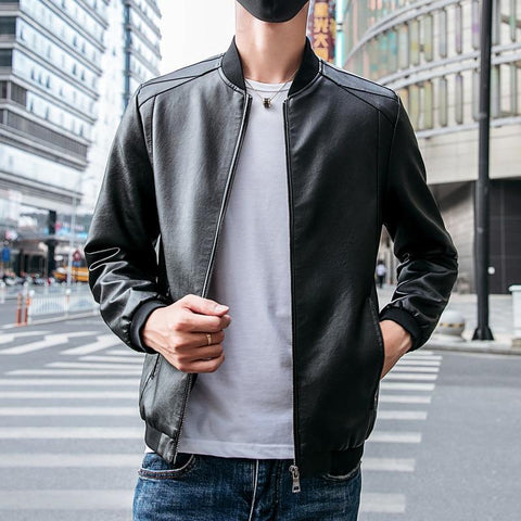 Leather Jacket Coat Men Autumn Fashion Biker Vintage-MF01398-Veeddydropshipping