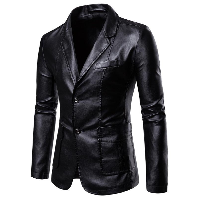 small suit men&#39;s lapel leather jacket-MF01364-Veeddydropshipping