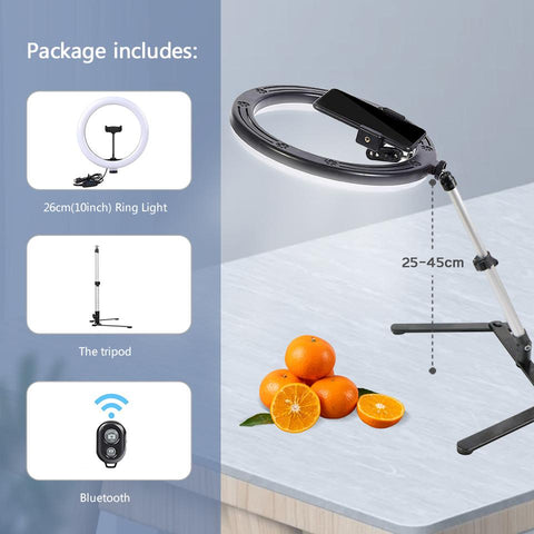 26CM Photography Lighting Phone Ringlight Tripod Stand Photo Led Selfie Remote -CE00266-Veeddydropshipping