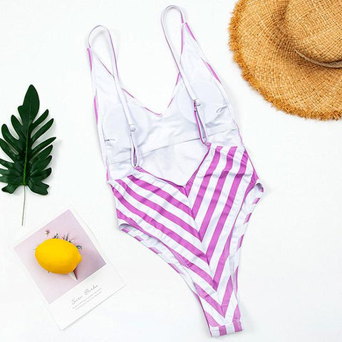 New Sexy Backless Striped Women Swimwear One Piece Swimsuit Female monokini -OS00128-Veeddydropshipping