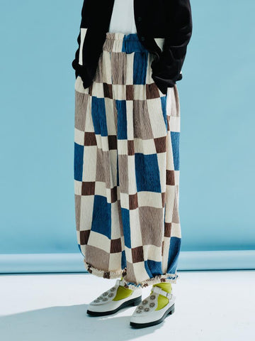 thick velvet print plaid thigh pants casual loose female-WF00451-Veeddydropshipping