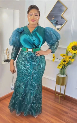 Plus Size  African Maxi Dresses Women-WF01501-Veeddydropshipping