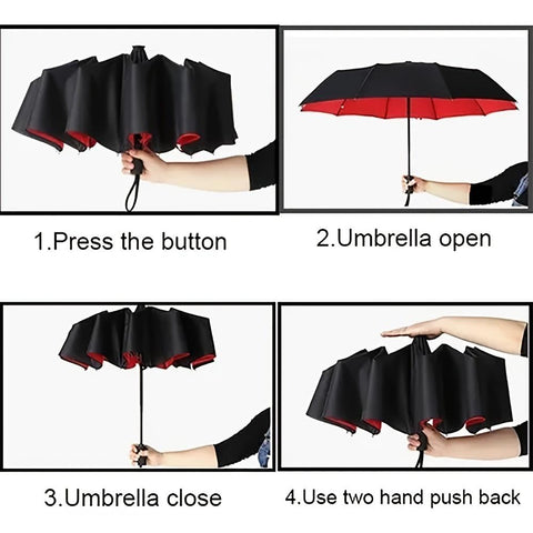 Double-lined Automatic Umbrella Windproof Travel Umbrella-HA01911-Veeddydropshipping